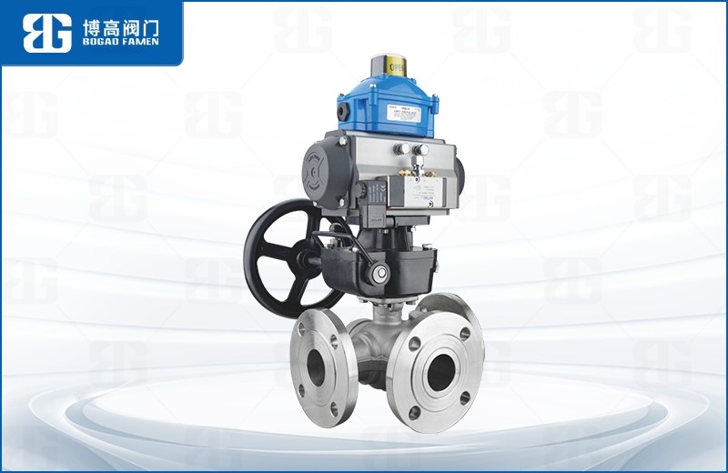 氣動三通法蘭(lán)球閥